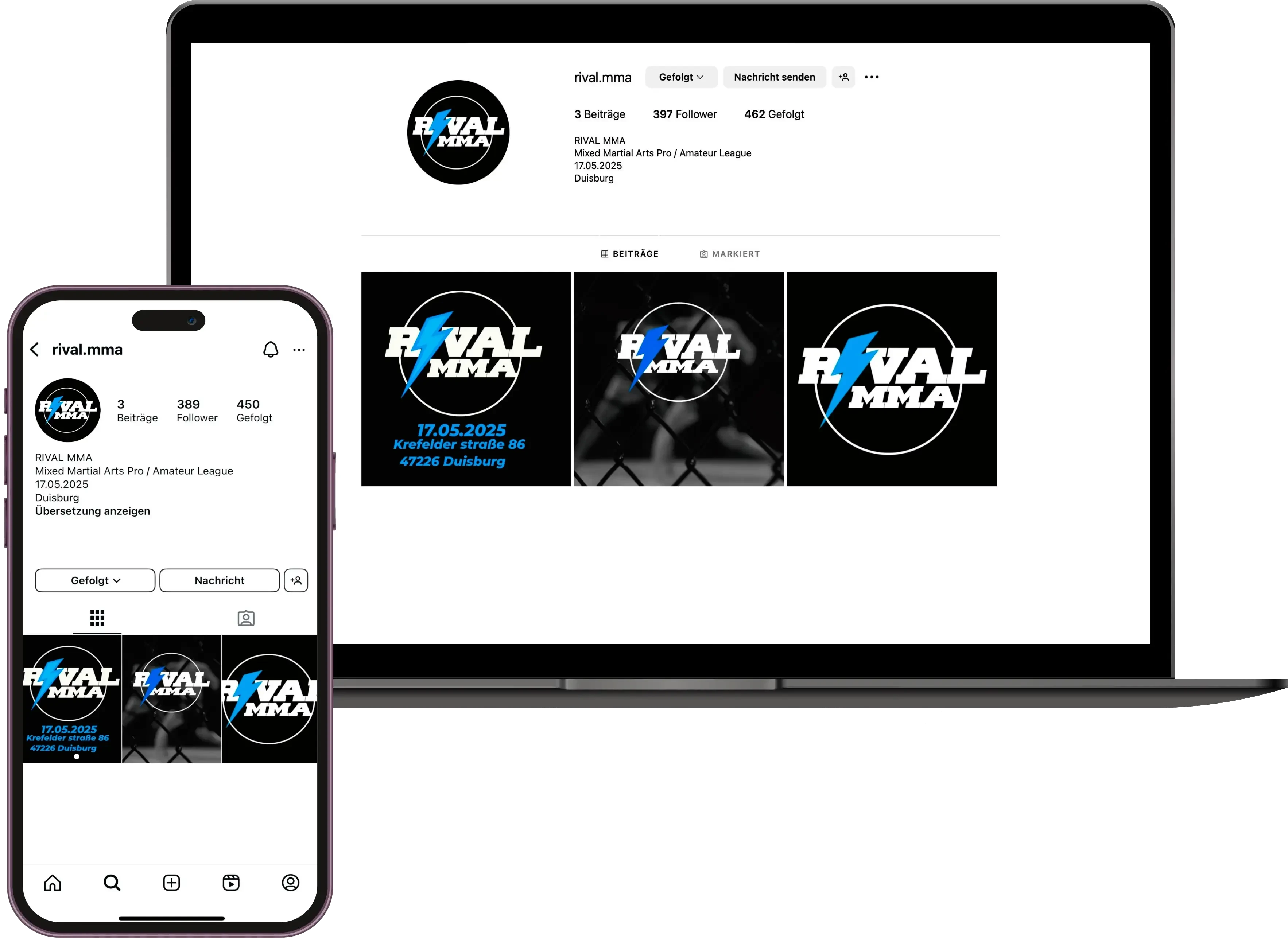 Rival MMA auf sozialen Medien